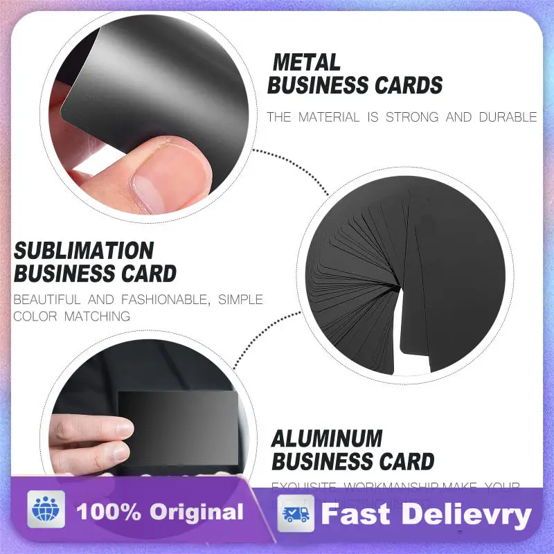 

50pcs Metal Business Cards Aluminum Blank Name Cards Silver Laser Marking Engraved Printable Sublimation Heat Transfer