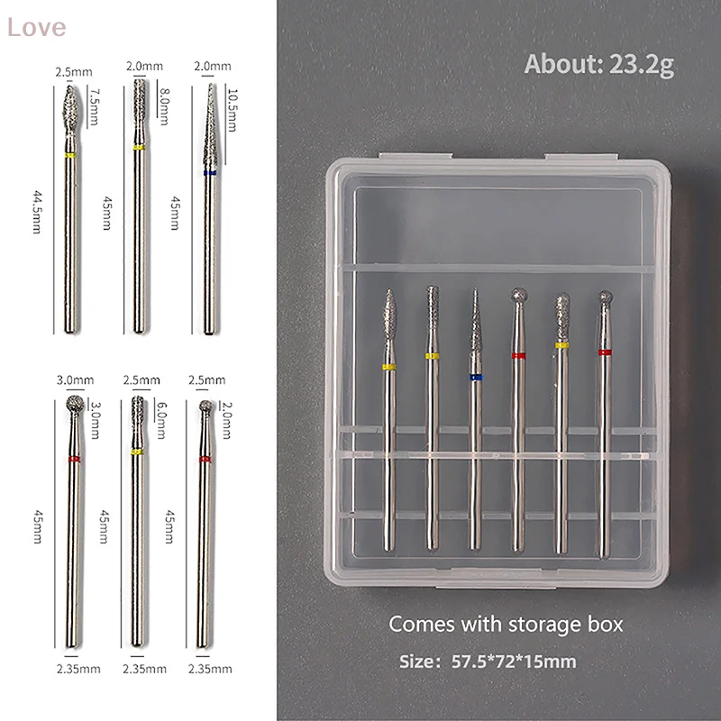 หัวเจียรเล็บ 6 ชิ้น/ชุด อุปกรณ์ขัดเล็บไฟฟ้า เครื่องมือทำเล็บ ตะไบเล็บ หัวเจียรสำหรับเครื่องเจียรเล็บ