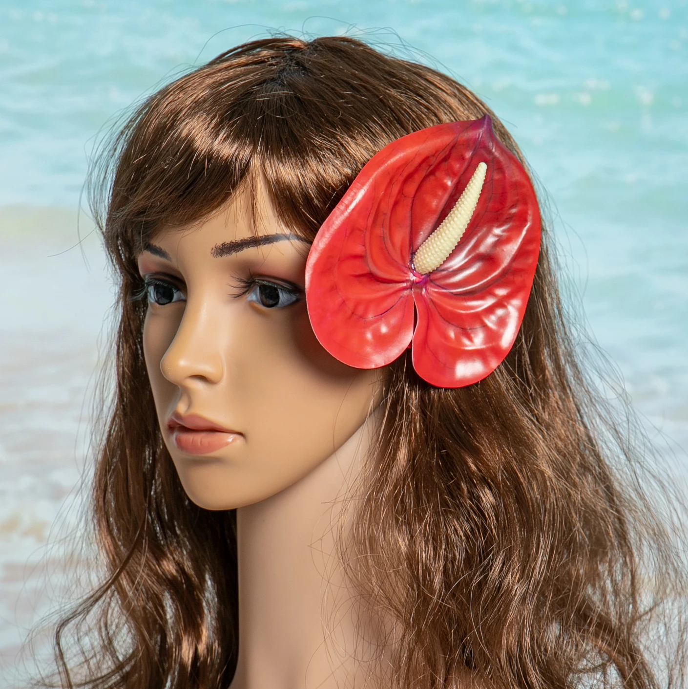 Aloha Hula Girl Supply Hawaiian Tropical Flowers 16pcs Mixed Colors Anthurium Flower with Stem 13CM Hair Stick Ear Flowers