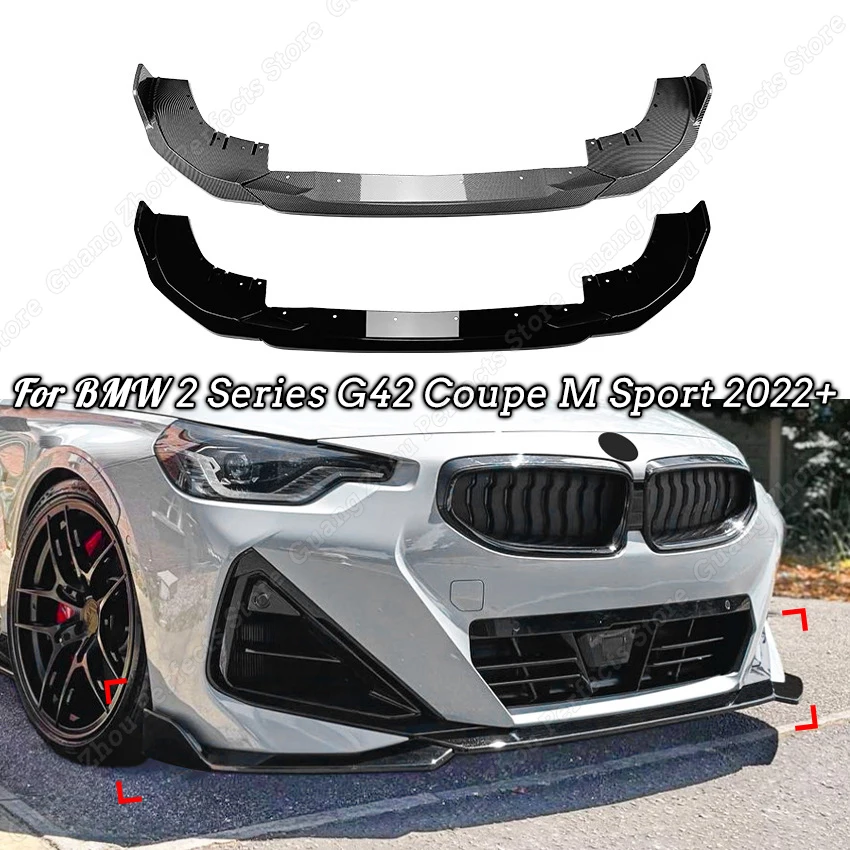 

For BMW 2 Series G42 Coupe M Sport Car Front Bumper Lip Spoiler Body Kit Cover Splitter Tuning Guard Protector 2022 2023 2024+