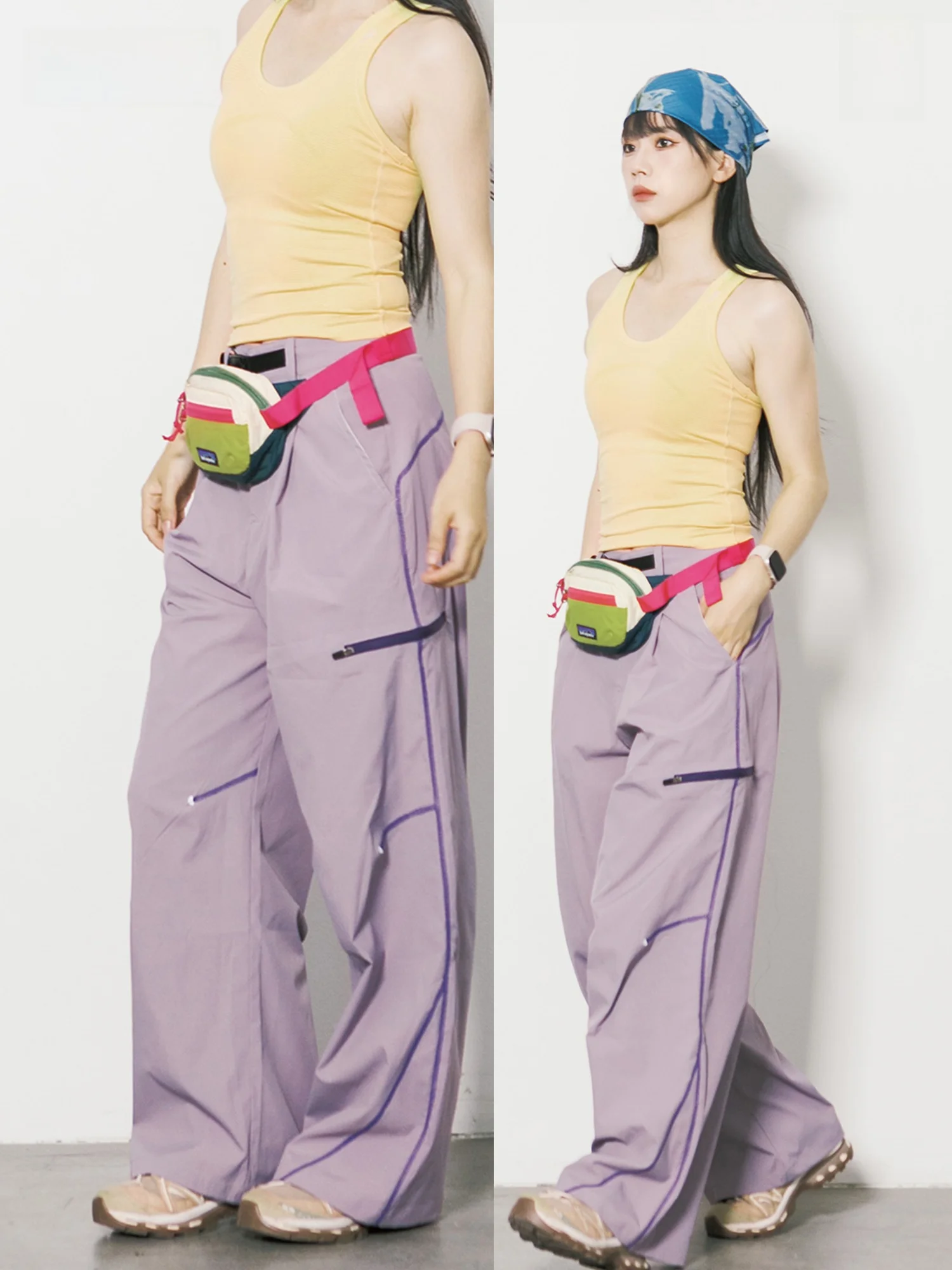 Outdoor High Waist Wide Leg Pants Men Women Breathable Quick Dry Loose Workwear Casual Long Trousers City Outdoor Style