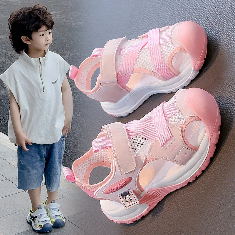 

Children's Baotou Sandals, Boys' 2025 New Summer Hollow Sports Shoes, Girls' Anti slip Soft soled Large Children's Shoes