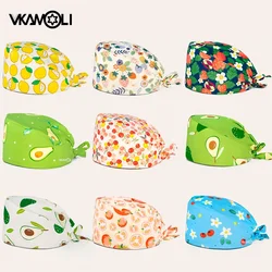 Wholesale Multicolor Fruit Printing Surgical Cap Reusable Dust Cap pure cotton operating room cap adjustable size medical hat