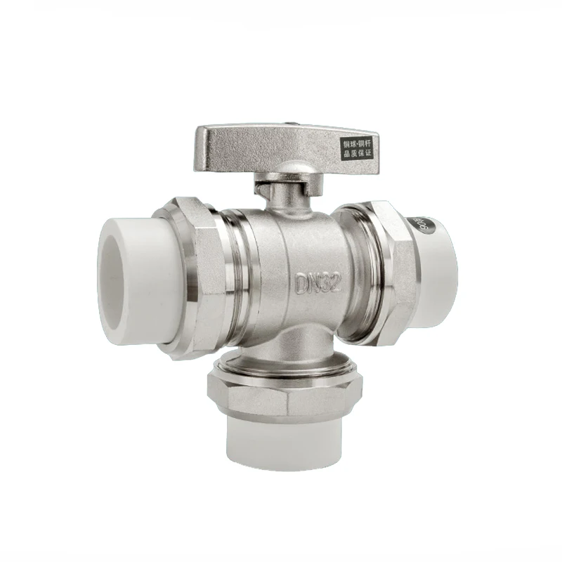 

PPR Three-way Ball Valve L/Y Type Water Distributor Pipe Fittings DN20 DN25 Brass Material Movable Joint Design Good Sealing