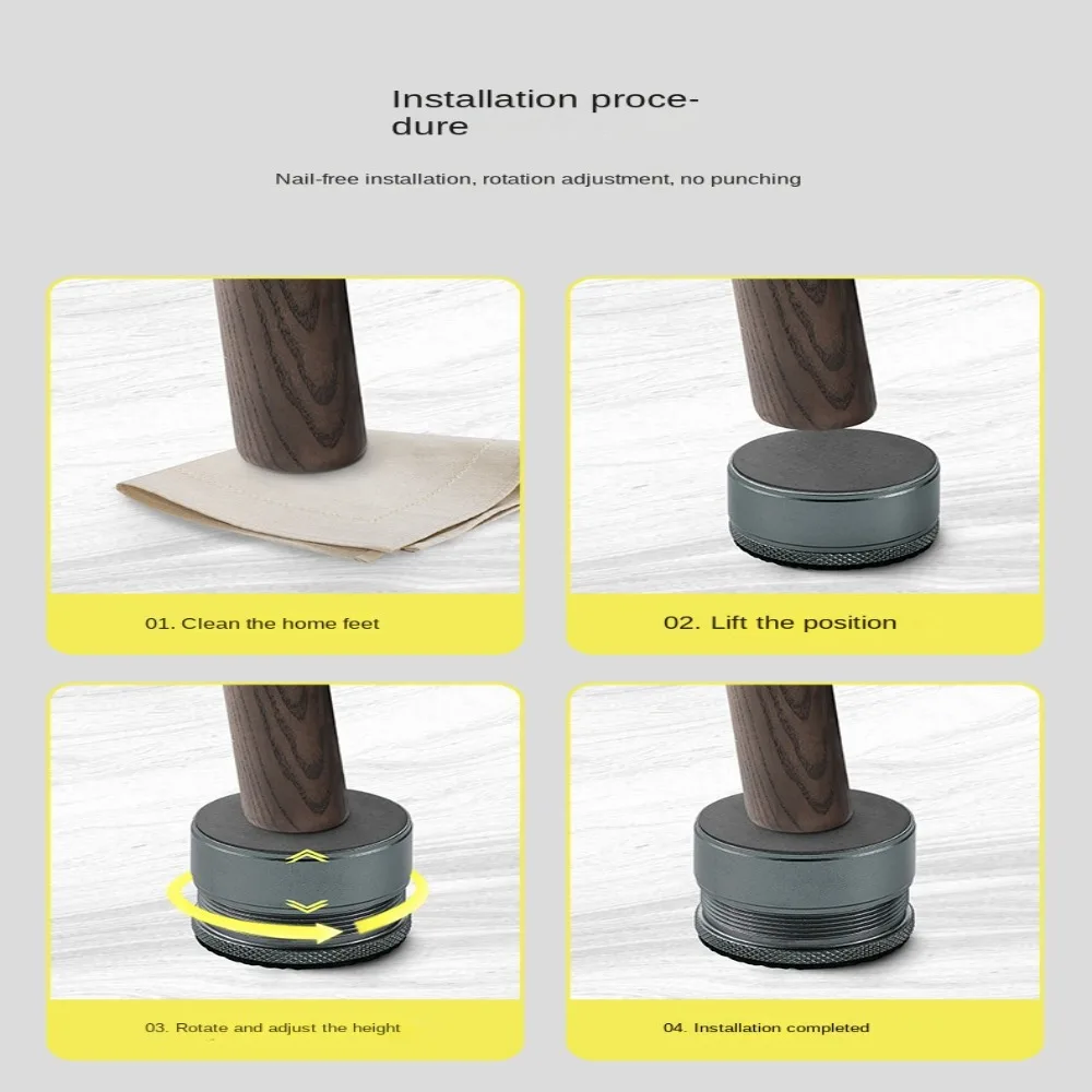 Alas tempat tidur kaki meja logam tahan lama, antiselip tahan guncangan alas peredam kejut dapat diatur