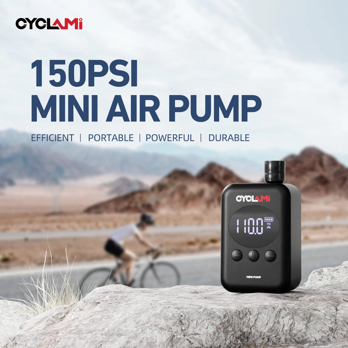 

CYCLAMI Portable Pocket Bike Pump Electric Air Pump Rechargeable Compressor Tire Inflator For Bicycle Tire with Digital Gauge