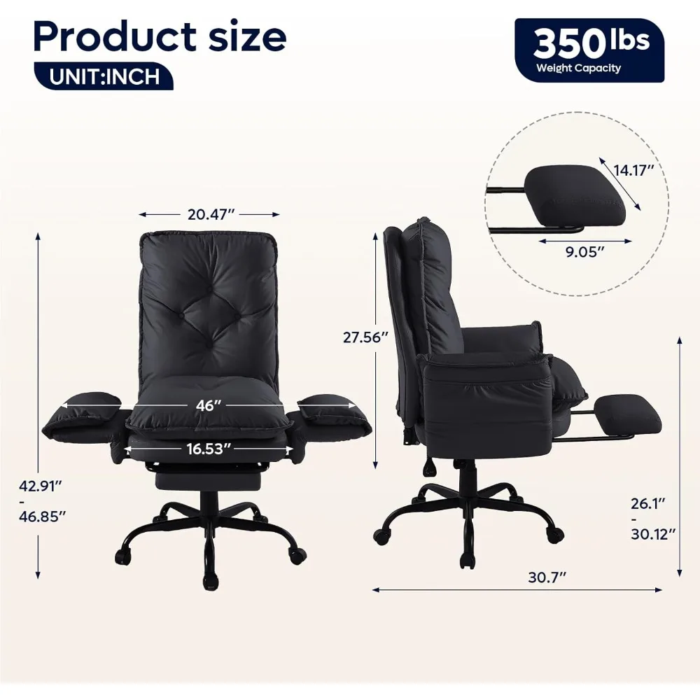Cross-Legged Office Chair with Footrest, High-Back Criss-Cross Design, Reversible Armrests, Wheels, Suitable for Big and Tall In