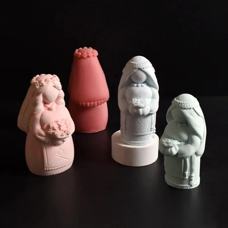 Neue Jungfrau Maria Silikon-Kerzenform DIY Blumen-Geld-Braut-Porträt Bastelset für Seifen-, Gips- und Harzguss Deko-Form