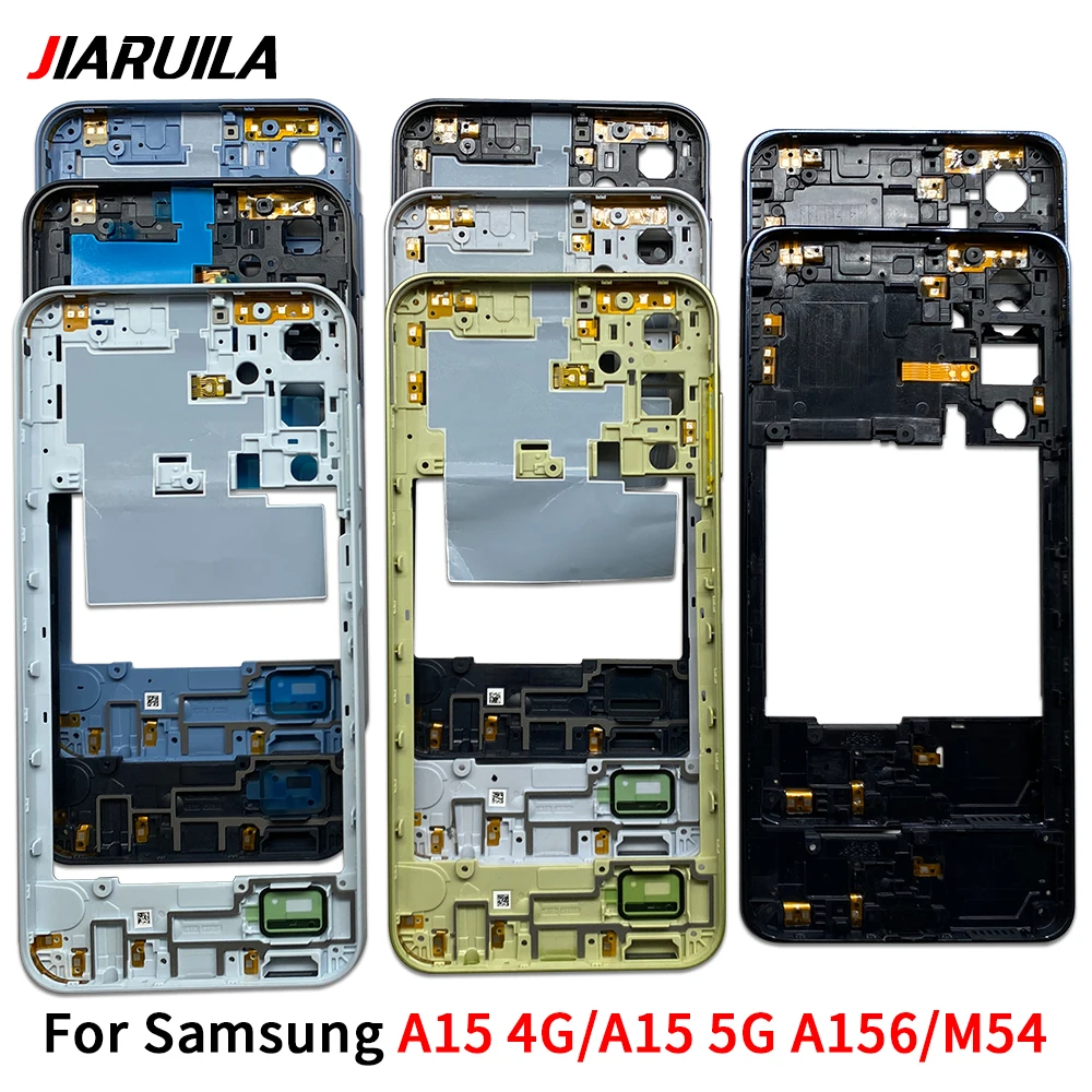 10Pcs Great LCD Front Housing Middle Frame Screen Bezel Cover For Samsung A15 4G A155F A15 5G A156F M54 With Volume Side Button