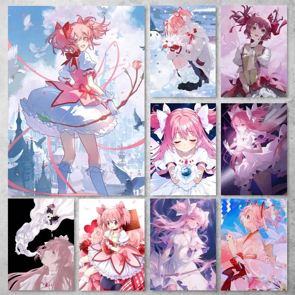 Póster de Anime Kaname Madoka Mahou Shoujo Madoka Magica, arte de pared para estudio, decoración de sala de estar, imagen decorativa única para el hogar