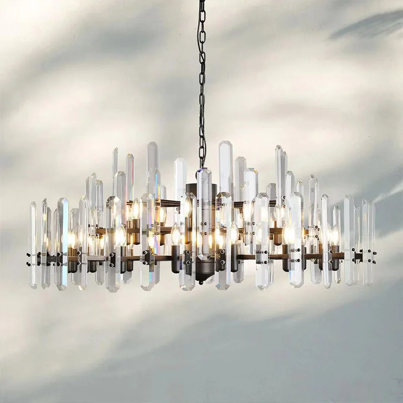 

Nordic Crystal Round Lamp Brass,Gold/Black/Bronze Lustre 3 Color Dimmable Lighting for Living Dining Room Ceilings
