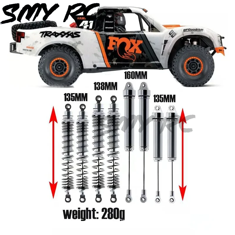 

8 шт., гидравлический амортизатор из алюминиевого сплава 135/138/160 мм для радиоуправляемого автомобиля Traxxas 1/7 UDR Unlimited Desert Racer