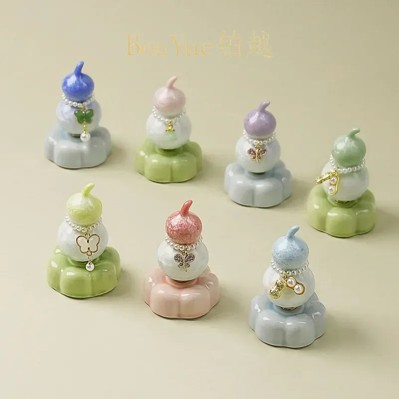Jingdezhen Ceramic Rotating Gourd Ornament Crystal Glaze Tea Pet Decorative Figurine Creative Desktop Gift for Home Office