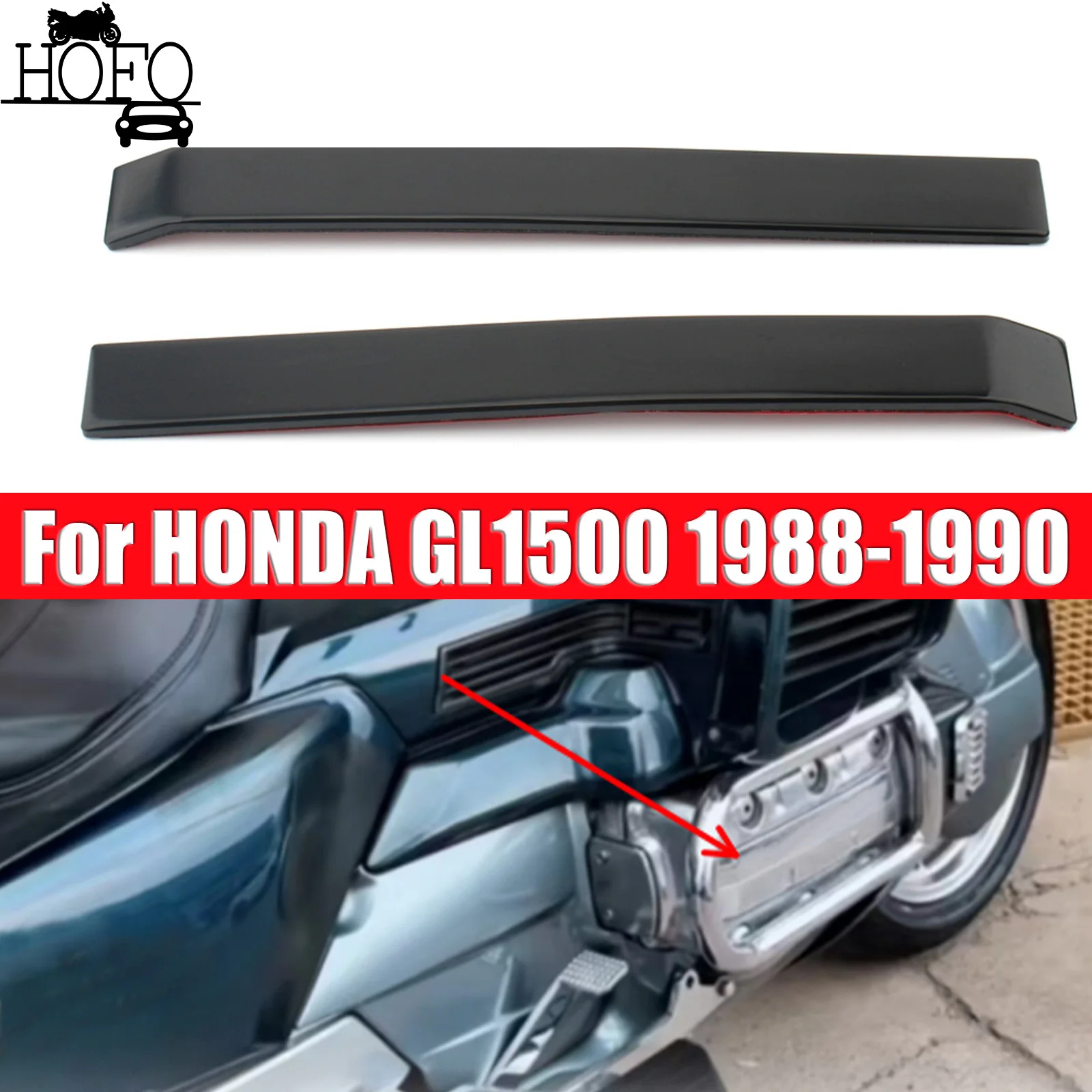 For HONDA GL1500 1988-1990 Black/Gold/Chrome 2 Pcs/Set Motorcycle Fairing Side Moulding Trim Engine Guard Frame Protection Cover