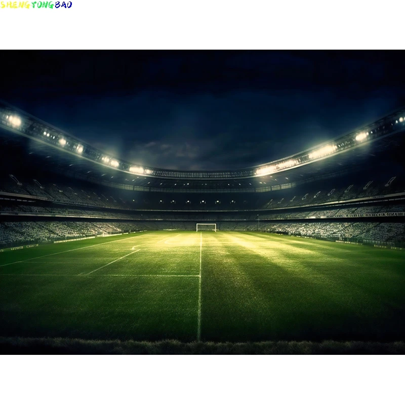 Стадион фотография задний фон для финального матча шарик Goalpost Free Kick Футбол День Рождения декорации