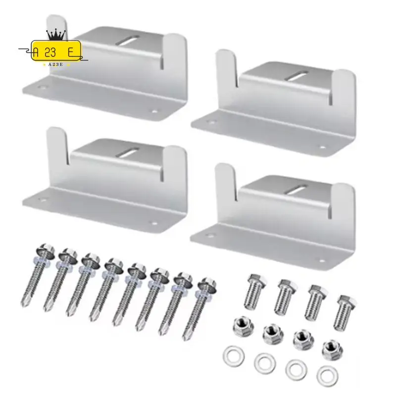 A23E-4 Set Solar Panel Mounting Bracket Kits PV Panel Roof Solar Panel Aluminum Mounting Z Type Bracket