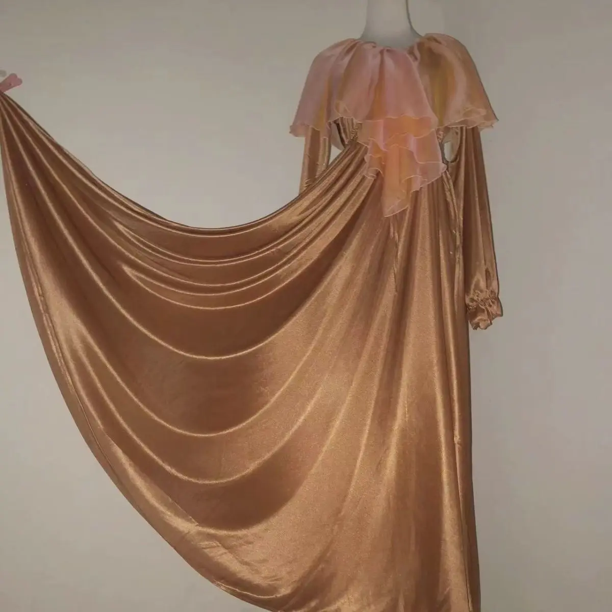 Vestido largo de satén de malla brillante para mujer, pijama suelto, vestido largo, jersey, vestidos elegantes, ropa para dormir