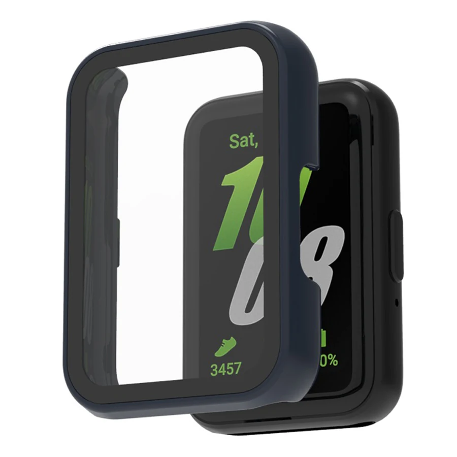 Geïntegreerde PC-horlogekast + gehard glazen schermbeschermer voor Samsung Galaxy Fit 3 SM-R390 Volledige cover Schokbestendig Anti-kras