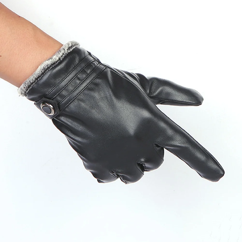 

1Pair Screen Gloves PU Waterproof Cycling Winter Cold Protection Outdoor Black Free Size Warm Gloves