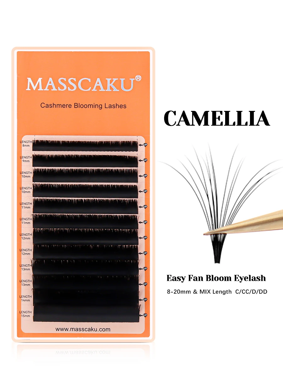 Produits tendance 1 seconde Extensions de cils floraison longueur 8-20mm cils en cachemire noir mat de haute qualité par MASSCAKU
