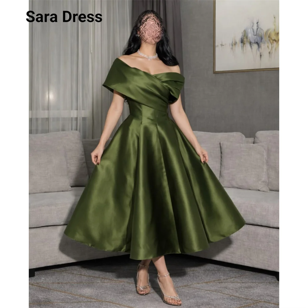 

Sara Customized Shawl Sleeves A-line Wrought Fabric Ankle-length Long Prom Dress 2026 Evening Gown Dresses for Woman Party Women