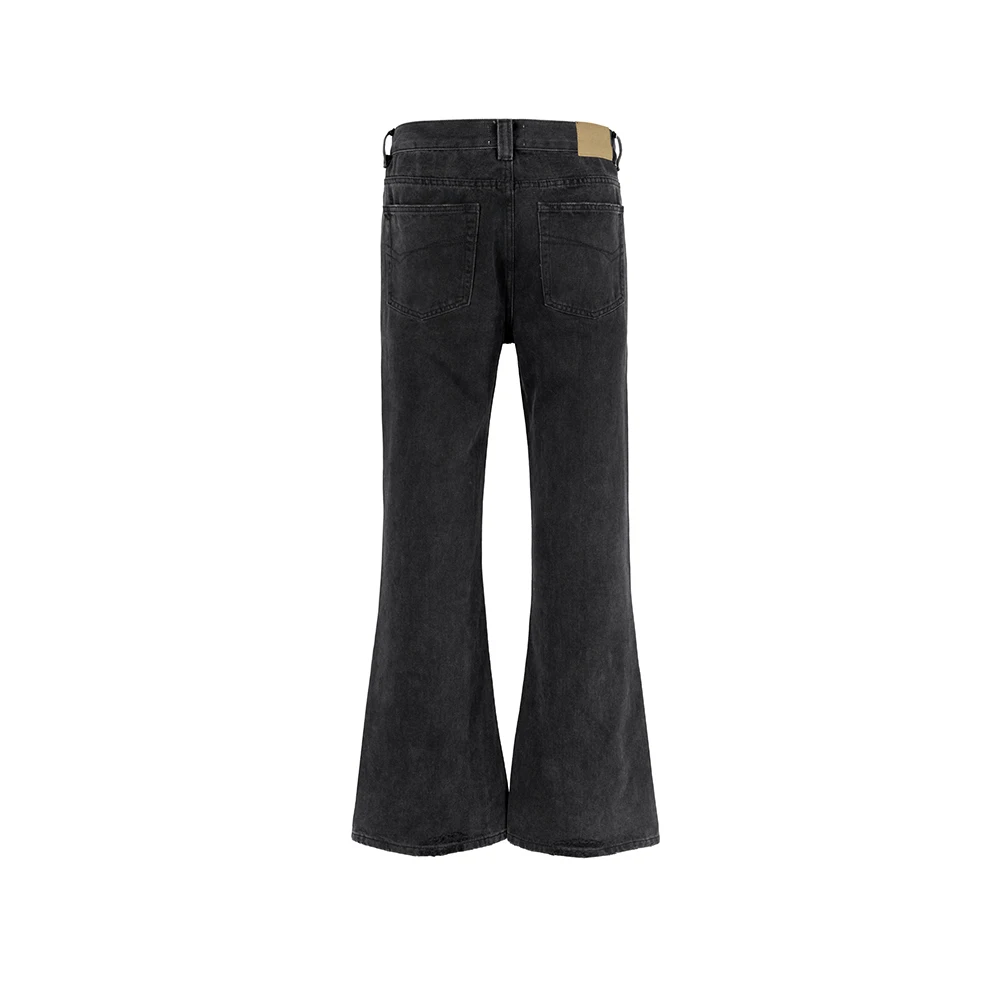 Pantalones vaqueros acampanados negros Vintage lavados para hombres, pantalones de mezclilla casuales Y2K rectos, pantalones de mezclilla sueltos de