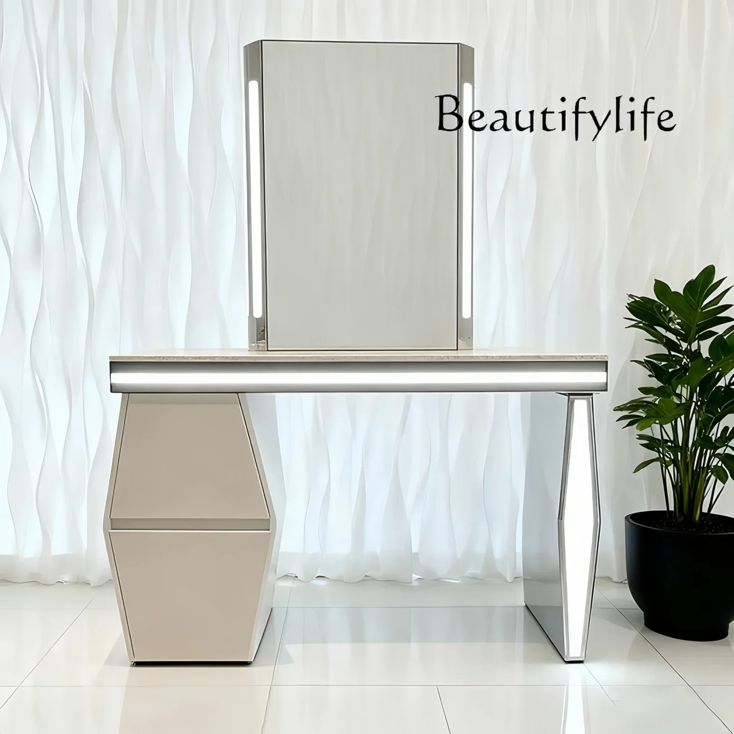 Q S Advanced Mirror Table Cabinet Integrated With Lamp Special Perm And Dyeing Hairdressing Mirror Hairdressing Shop Mirror