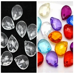 200 Mixed Color Clear Transparent Acrylic Faceted Teardrop Charm Pendants 10X8mm