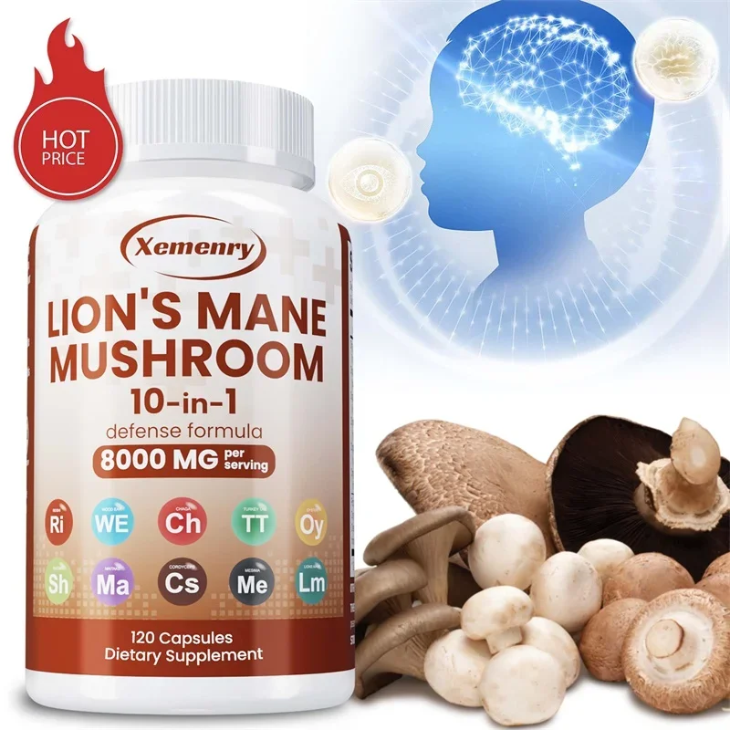 

Lion's Mane Mushroom Capsules - Strengthen The Brain and Improve Memory, for Mood and Sleep Health