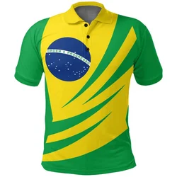 New Brazil Flag Polo Shirts Men Summer 3d Print T Shirt Casual Short Sleeve Tops Cool Casual Lapel Oversized Tshirts Clothing