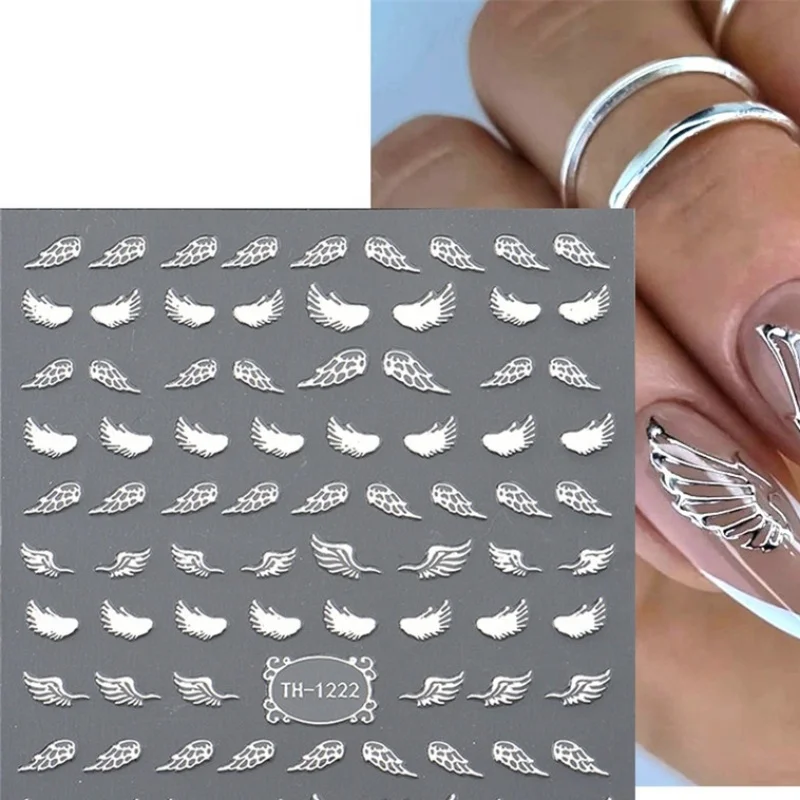 ملصقات للأظافر بقفل على شكل قلب ، معدن فضي ، تصميم قلادة قمر رائع ، ديكور مانيكير أنيق ، جودة عالية ، خماسي الأطراف