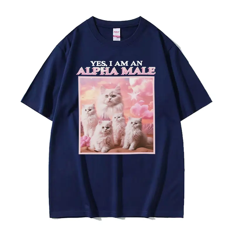 Alpha Male Funny Cute Cat Meme Tee Shirt Unisex Fashion Casual 100% Cotton T-shirt Men Women Vintage Kawaii Short Sleeve T Shirt