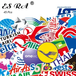 45 Pcs Airline Logo Stickers Travel Logo Brands Decals Waterproof Pegatinas for Mobile Laptop Luggage Decorate