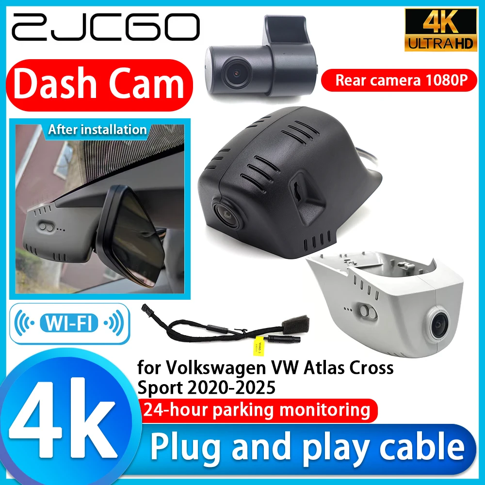 for Volkswagen VW Atlas Cross Sport 2020-2025 4K DVR Dash Cam Car Camera 2160P Lens 24h Monitor Video Recorder Recording