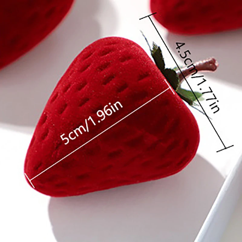 صندوق خاتم فراولة أحمر مخملي ، صندوق عرض مجوهرات يتدفقون ، هدية عيد الحب ، وردة شخصية ، صندوق تخزين خواتم على شكل قلب