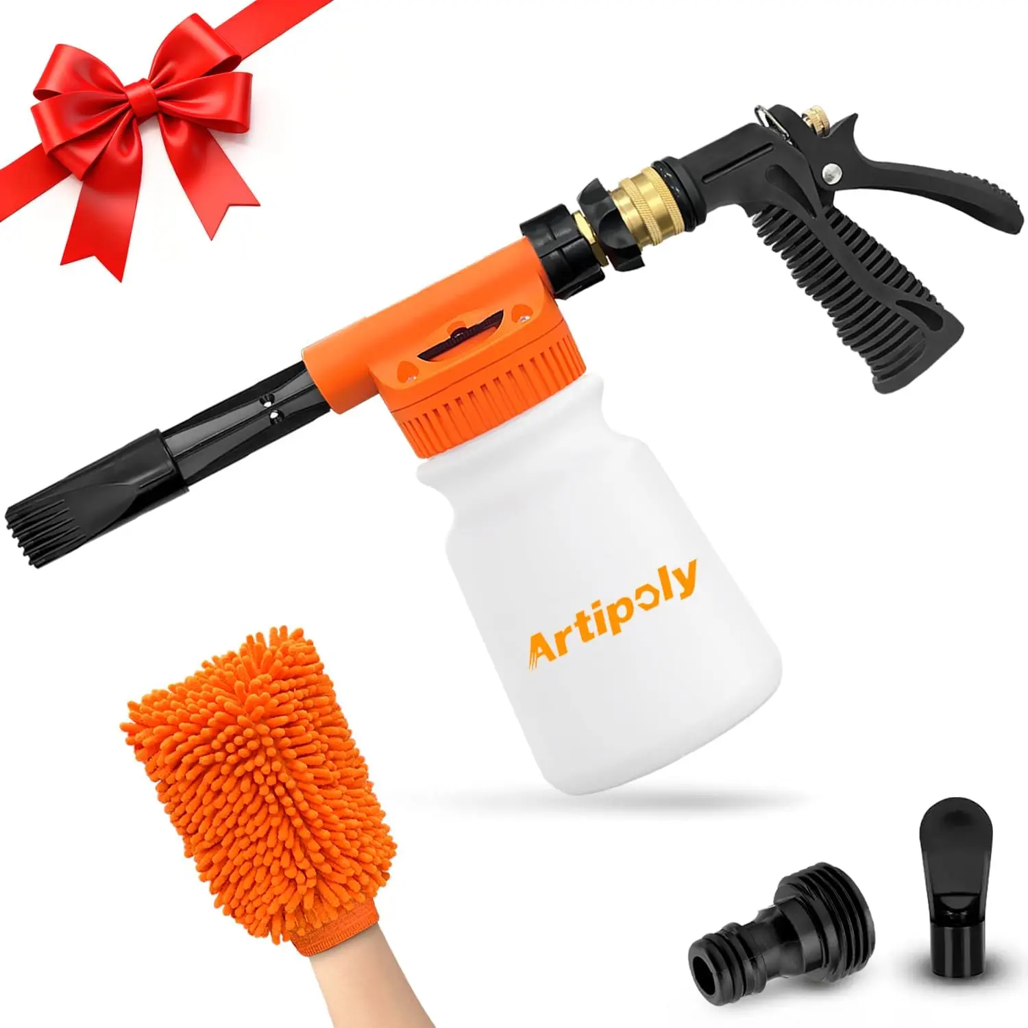 

Пистолет для пенной мойки автомобилей с мочалкой из микрофибры - Регулируемый распылитель пены для автомобилей, лодок, домов на колесах - Подключается к садовому шлангу