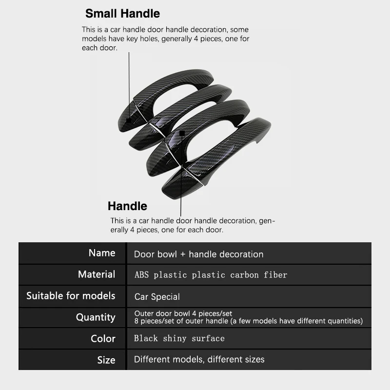 Carbon Fiber Door Handle Cover Trim for Skoda Fabia MK3 MK4  NJ 2015 2016 2017 2018 2019 2020 2021 2022 Car Accessories Stickers