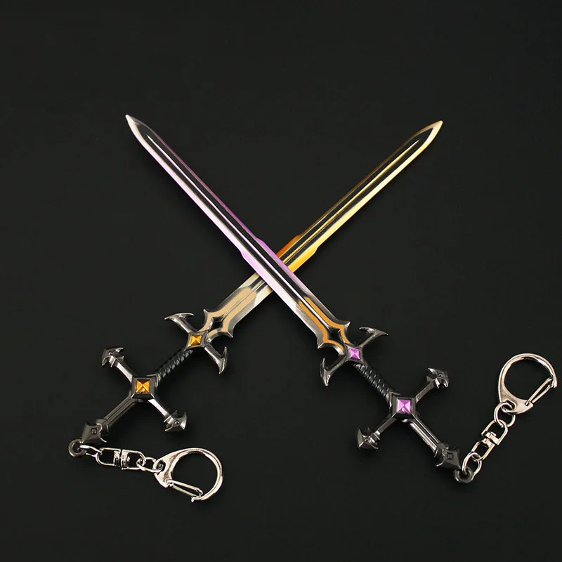 17cm Valorant Melee Reaver Weapon Model Keychain for Men Broken Blade of The Ruined King Key Ring Fans Car Bag Decor Jewelry