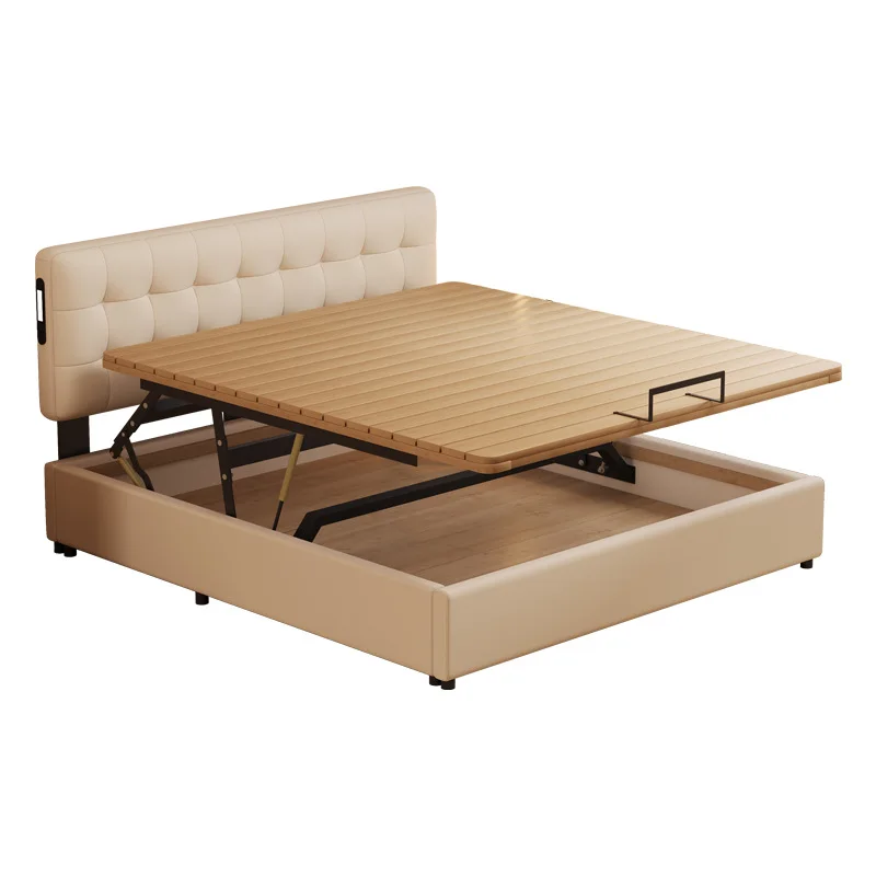 

Cream wind, adjustable, bedside, pan, lift, storage, box bed