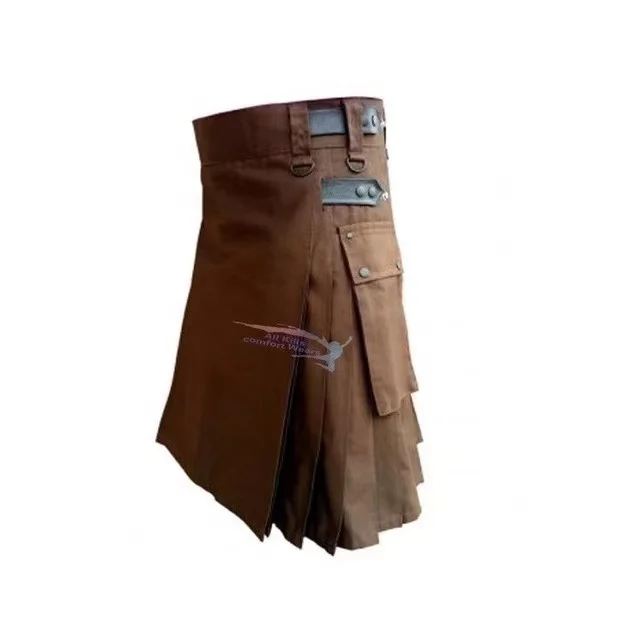 Saia jeans de algodão masculino estilo clássico plissado caixa moderna plissado escocês kilt vestido medieval vitoriano