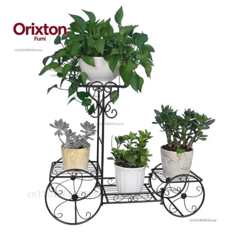 Stylish European Wrought Iron Flower Shelf Multilayer Indoor Plant Display Elegant Living Room Pot Rack Floor Standing Design