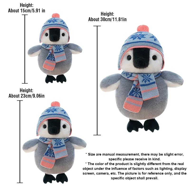 15/23/30CM 모자 펭귄 플러시 장난감 귀여운 모조 펭귄 인형 부드러운 베개 플러시 장난감 어린이 생일 선물 홈 데코