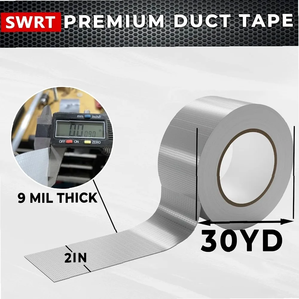 SWRT 5 Pack Silver Heavy Duty Duct Tape, 2in x 30YD (Total 150YD), 9 Mil Strong Adhesive Multipurpose Repair Tape