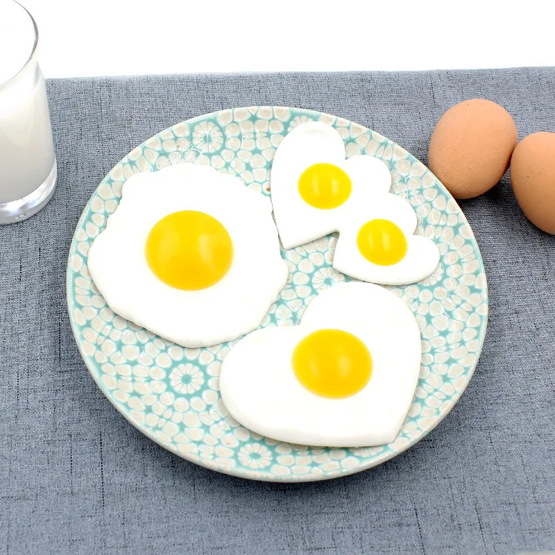 Simulation Fried Eggs Artificial Cooked Food Realistic Poached Egg Props Model Home Kitchen Party Display Decoration Prank Props