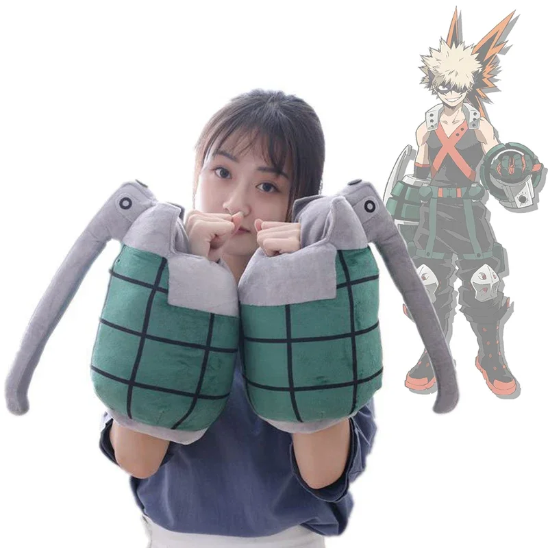 

[VIP] 2pcs/lot My Hero Academia Bakugou Katsuki Warm Gloves Plush Toy Grenade doll Cosplay Props hold Pillow kids dult gift