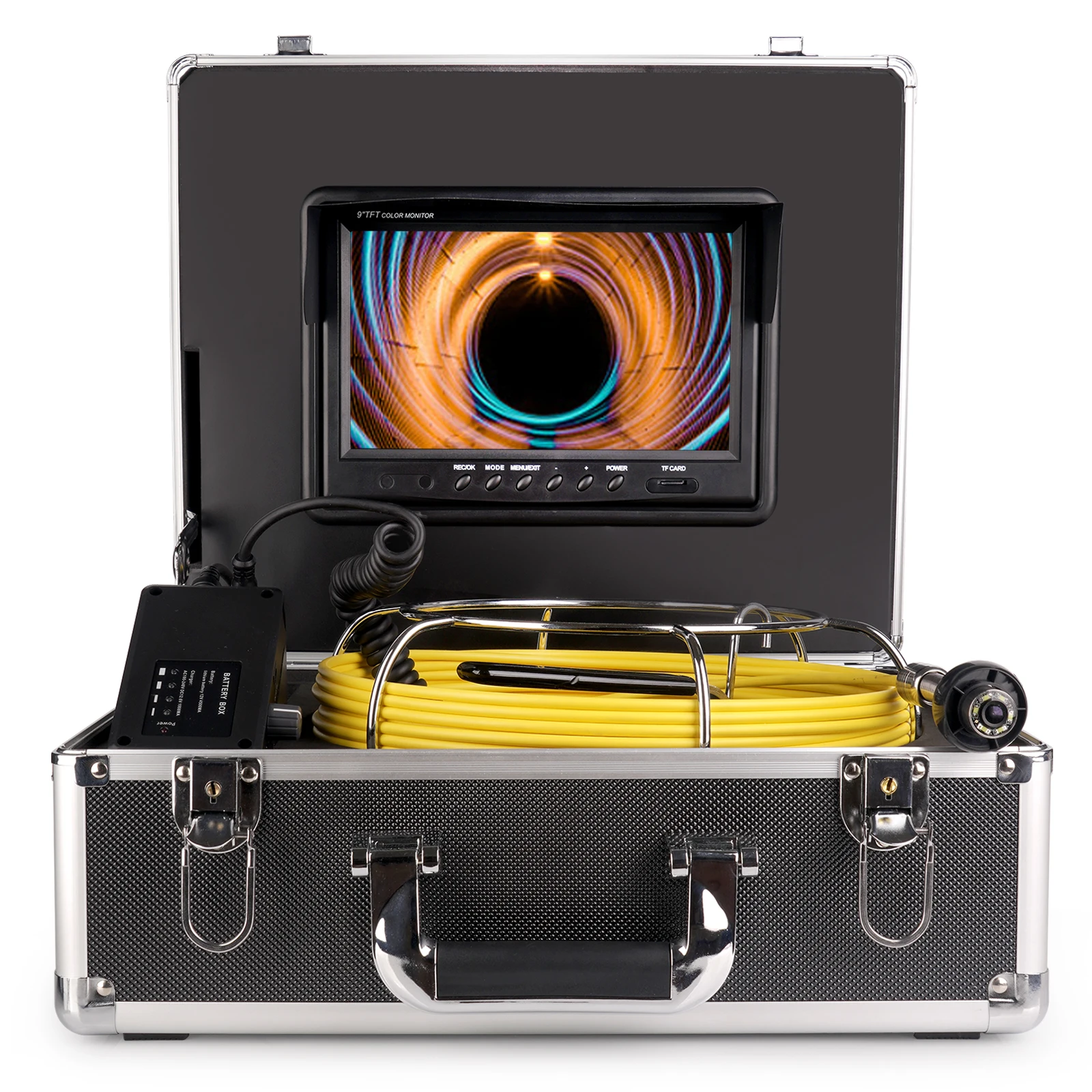 Portable Large Screen Pipeline Endoscope Nine Inch High-Definition IP68 Rated 2X Zoom 50M Sewer Camera  & Drain Camera
