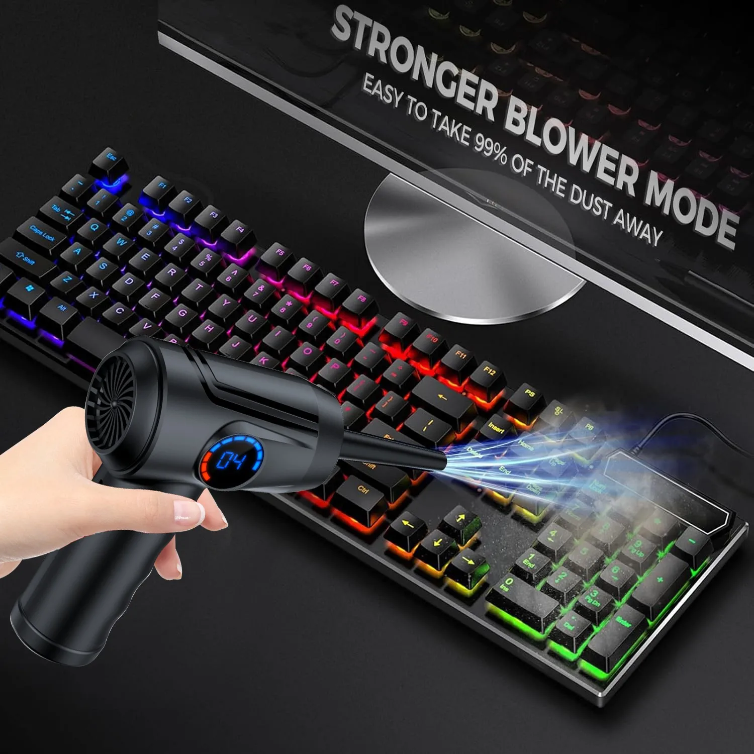 مسدس رش ضغط الهواء الكهربائي اللاسلكي متعدد الوظائف مع شاشة عرض كبيرة 4 سرعات لإزالة الغبار وضخ الهواء #4