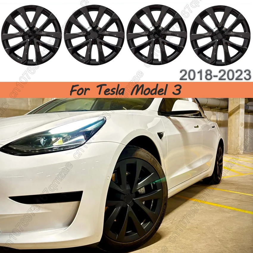 

4PCS wheel hub Cover For Tesla Model 3 2018-2023 Hubcaps18 Inch Wheels Covers Replacement Hub Caps Compatible Car Accessories