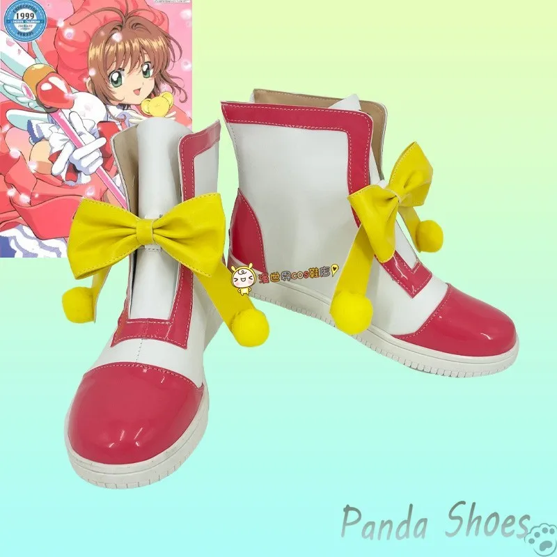 Anime Cardcaptor Sakura Kinomoto Sakura Cosplay Shoes Sakura Cos Long Boots Cosplay Costume Prop Shoes for Con Halloween Party