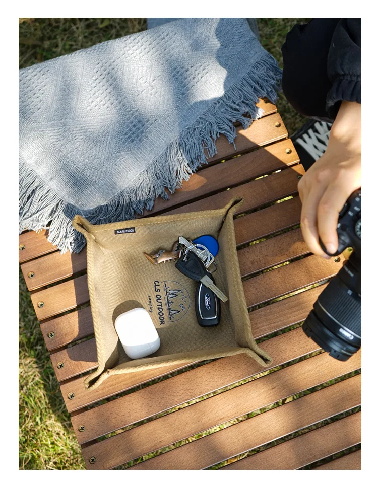 Foldable Camping Storage Tray Outdoor Oxford Cloth Portable Sundries Organizer Outdoor Desktop Storage Box